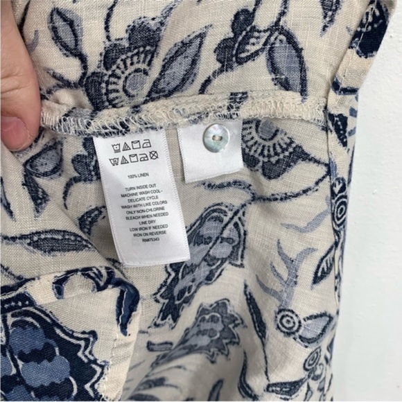 Women's Small Rachel Zoe Button Down Tunic Long Sleeve 100% Linen Floral Print - Picture 5 of 6